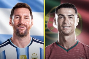 talkSPORT：梅西35岁后世界杯进10球，C罗世界杯总计打进8球